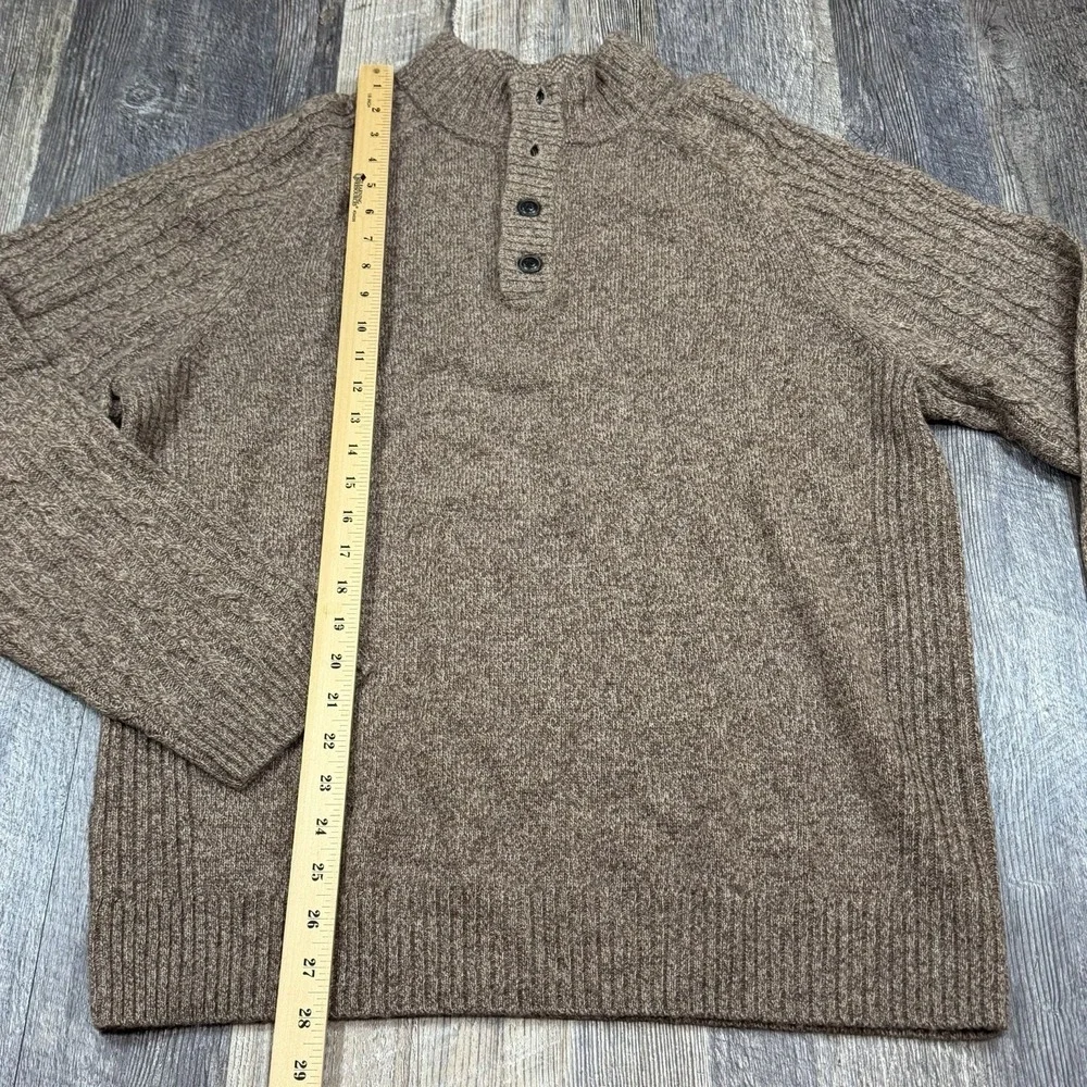 Jos A Bank 1905 Men's XL‎ Brown Wool Blend Henley Sweater Mock Neck Cable Knit